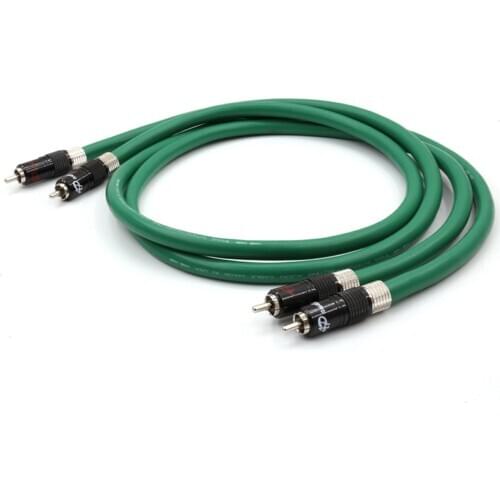Pair 2328Green Hifi Silver-Plate Cable High Quality 6N OFC HIFI Rhodium Plated RCA Male to Male Audio Cable