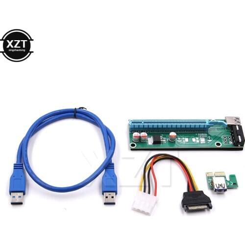 PCI-E Express 1x to 16x Video Card Extender Riser Card Adapter USB 3.0 SATA to 4Pin IDE Molex Power Cord for Bitcoin Mining Mine