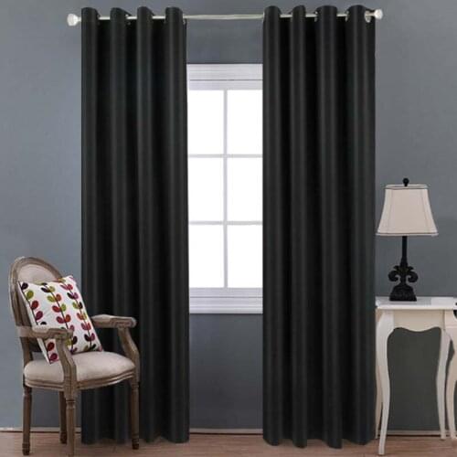 Solid Curtain Grommet Insulated Noise Thermal Blackout Drapes for Bedroom Living Room Windows Darkening Curtains 1pc TJ3386