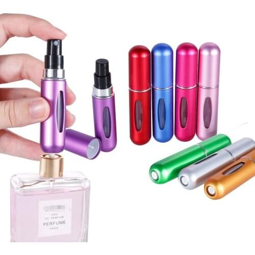 2pcs 5ml Portable Mini Aluminum Refillable Perfume Spray Bottle Cosmetic Containers With Atomizer For Traveler tool bag