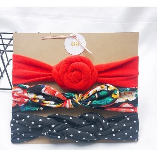 3Pcs/Set Cute Baby Headband Turban Flower Newborn Baby Girl Headbands Elastic Kids Hair Band Kids Hair Accessories Hair Band