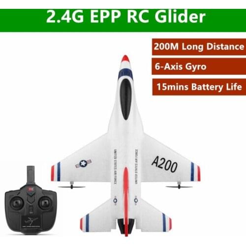 EPP RC Fixed-Wing Plane 2.4G 200M Long-Distance 15mins Endurance 6-Axis Gyro F-16B Model Fixed-Wing Gliding Childrens Toys