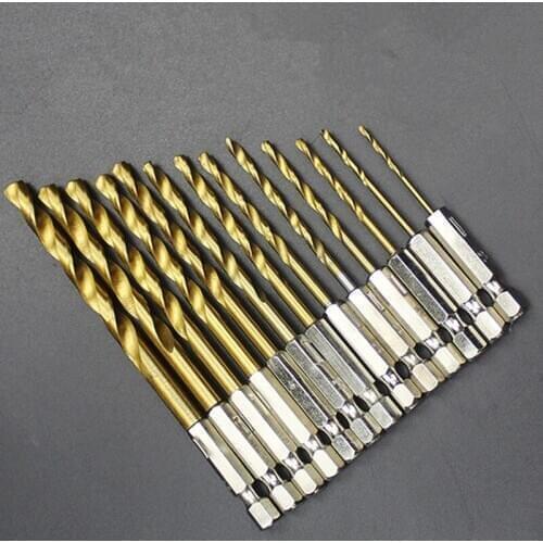 13pcs/set Hexagonal Twist Drill Bit Titaniz High-speed Steel Electric Screwdriver Bit 1.5 2 2.5 3 3.2 3.5 4 4.5 4.8 5 5.5 6 6.5