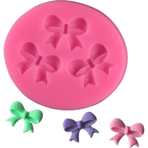 Silicone Mold Bowknot Cake Mold 3-Cavity 3D DIY Sugar Craft Chocolate Mould Fondant Baking Accessories Cake Decorating Tool