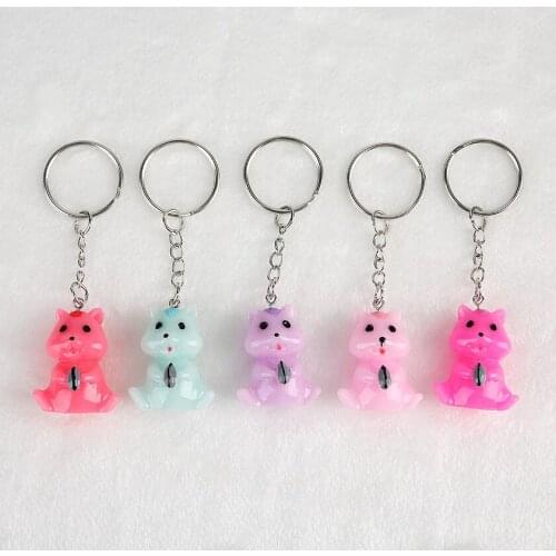 1 PCS Cute Stereoscopic Keychain Resin Bear Mouse And Hamster Animal Pendant For Woman Car Bag KeyRing