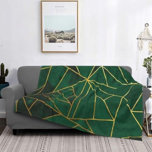 Modern Emerald Green Abstract Geometric Design Throw Blanket Hug Sleep Blanket Cozy Bed Blankets Sofa Bed Bowsette
