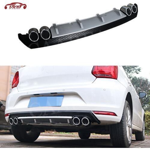 Rear Bumper Lip diffuser Spoiler For Volkswagen VW Polo Standard 2015-2019 PP Car Bumper Protector Four Outlet exhaust