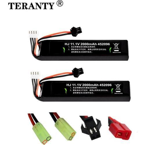TERANTY Power 2Pcs Water Gun Lipo Battery 3S 11.1V 2000mAh 452096 for AKKU Mini Airsoft BB Air Pistol Electric Toys Gun RC Parts
