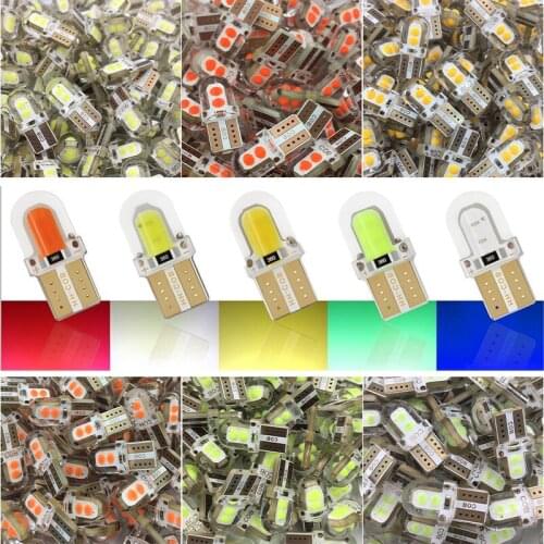 10Pcs LED Car Bulbs T10 W5W 194 Silicone Highlight Bulb 168 License Plate Lights Clearance Reading Lamps Modified Lights 12V