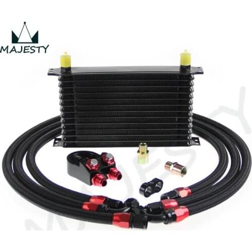 13 ROW AN10 UNIVERSAL ENGINE TRANSMISSION OIL COOLER+ BLACK FILTER ADAPTER KIT