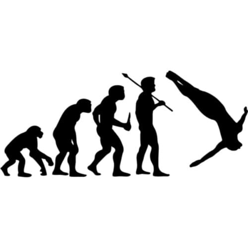 14.2cm*6.1cm Cliff Diving Evolution Car Sticker Motorcycle Decal Black/Silver S3-5143
