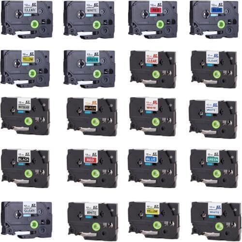 20pcs mixed color 12mm Compatible TZe 131 231 431 531 631 731 and other model number laminated tapes for brother label printers