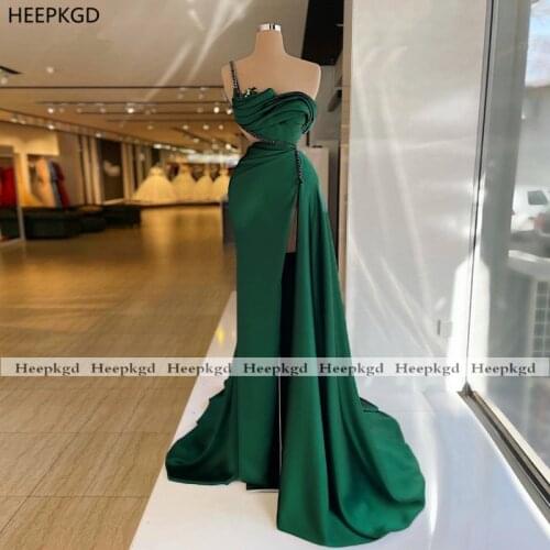 2021 Emerald Green Sexy Evening Dress Strapless Backless High Slit Custom Made Special Occasion Women Gowns For Prom