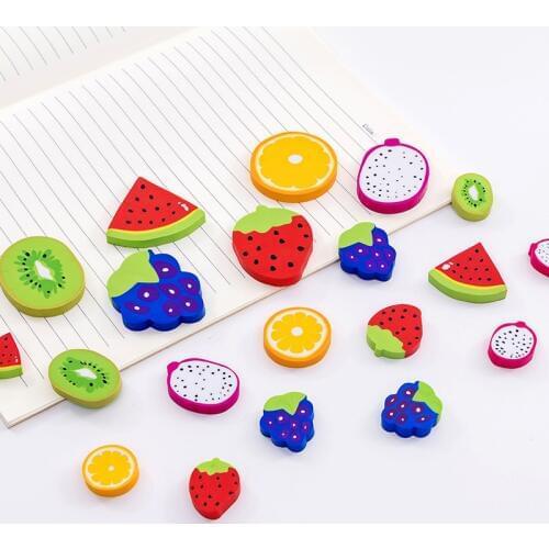 30 pcs Watermelon Kiwi Creative Fruit Modeling Eraser Student Eraser Wholesale Custom Factory Student Stationery