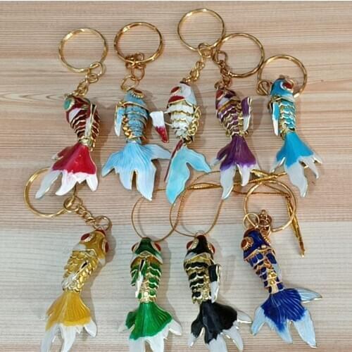 30pcs Large Lifelike Swing Enamel Fish key Ring Key Chain Fashion Goldfish Cute Keychains for Women Men Gift with box 3 size