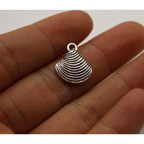 30pcs Wholesale Price Shell Charms 13*15mm Antique Silver Plated Pendant For Handmade Jewelry Accessories