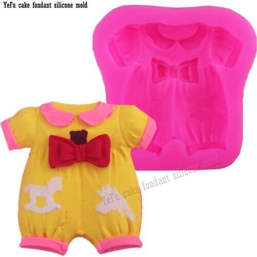 3D Baby Shower Series Bow Clothes Silicone Cake Mold Fondant Mould Decorating Sugarcraft Tools F0824