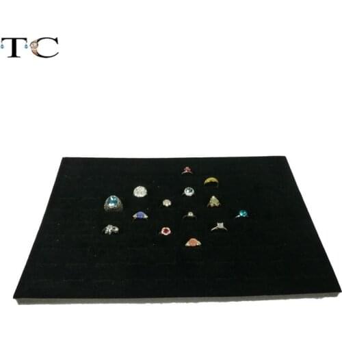 5Pcs Inserts Ring Tray Grey and Black Velvet Jewelry Rings 100 Slots Velvet Display Case
