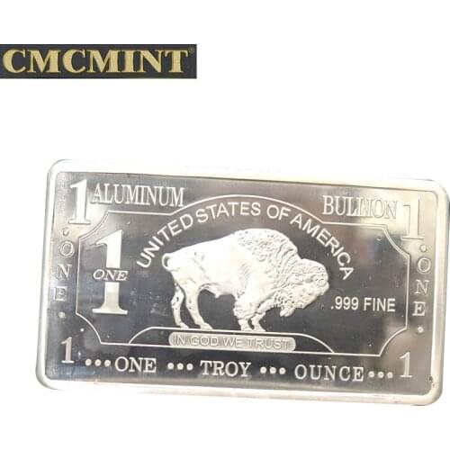 1 troy oz .999 aluminum buffalo bar B62B