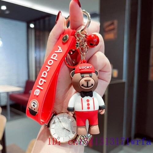 PVC Bear Doll Keychain Keybuckle Silica gel Cartoon Kawaii Bag Pendant Decorations Anime Keyring Key chain Cut Fashion Gift