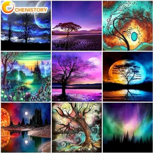 CHENISTORY Full Round Drill Diamond Painting Starry Sky Landscape 5D DIY Diamond Painting Craft Kit Diamond Embroidery Decor Art