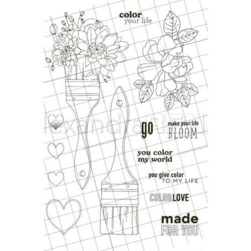 Flower stamp Clear Stamp for Scrapbooking Transparent Silicone Rubber DIY Photo Album Decor 0788