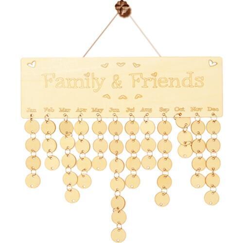1x Wooden Family Friends Birthday Calendar Anniversary Board DIY Sign Special Dates Planner Board Hanging Decor Personized