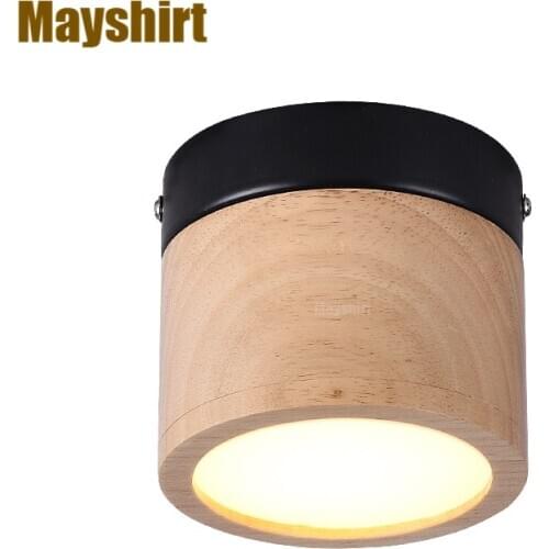 Nordic Wood Led Ceiling Lights Modern Iron Wooden Ceiling Lamp for Home Living Room Bedroom Stair Corridor Spot Light Fixtures