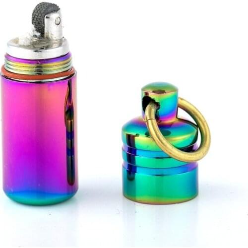 Oil Kerosene Lighter Color-plated Mini Portable Small Oil Can Pendant Type Grinding Wheel Cotton Tobacco Accessories Men Gifts
