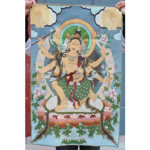 Chinese Antique collection the Thangka embroidery buddha diagram