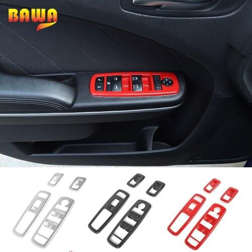 BAWA Car Window Lift Switch Button Panel Decoration Cover Ring Inner Accessories for Dodge Charger 2011-2020 Dodge Durango 2011