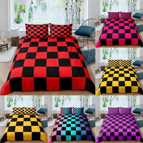 Home Living Luxury 3D Checkerboard Bedding Set Duvet Cover Set Pillowcase Kids Bedding Set Queen and King EU/US/AU/UK Size