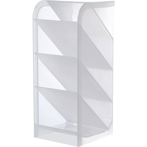 Multi-function 4-Grid Desktop Pen Holder Office School Storage Case Plastic Pen Box Desk Pencil Organizer Clear White Black
