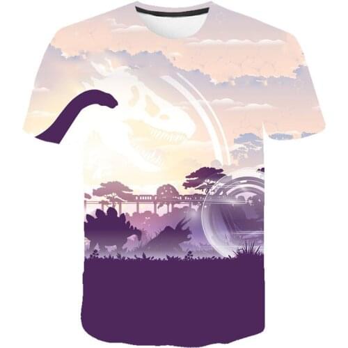 Fashion Men t shirt Harajuku 2021 Summer Mens Jurassic World T-shirt Animal Short sleeve 3D Printed Dinosaur Tshirt Casual Tops