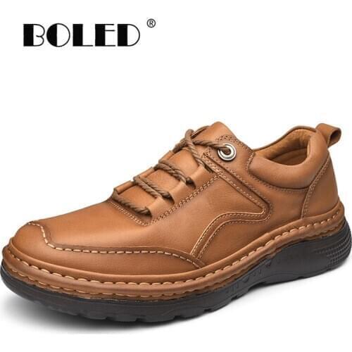 Top Quality Men Casual Shoes Flats Full Natural Leather Outdoor Men Shoes Thick Sole Comfort Walking Shoes Men Zapatos Hombre