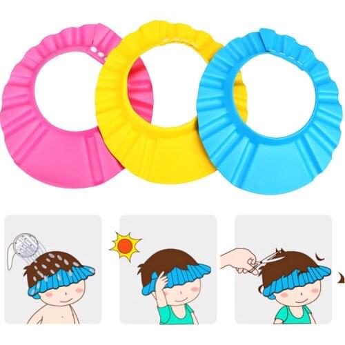 Soft Kids Bathing Bath Shower Cap Baby Shampoo Cap Children Hat Protect Cap Kid Shower Accessory Wash Hair Shield Adjustable