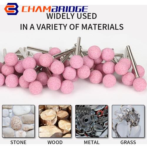50Pcs 3mm Shank Round Ball Ceramic Abrasive Mounted Stone Set For Dremel Rotary Tools Grinding Stone Wheel Head Dremel Tools