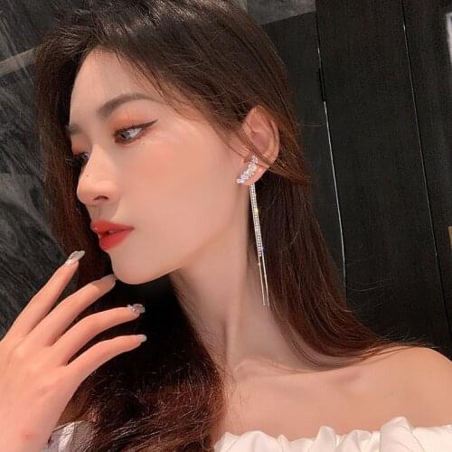 New Long Rhinestone Tassel Dangle Earrings For Women Wedding Zircon Tassel Eardrop Fashion Party Jewelry Gifts All-matching