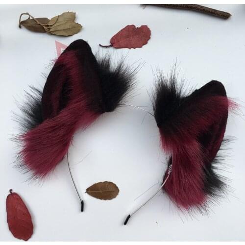 New Original Wolf Ear Hairhoop Hairband Headwear Hand Made KC Lolita Cosplay Game Costume Accessories Custom Made Earrings Gifs