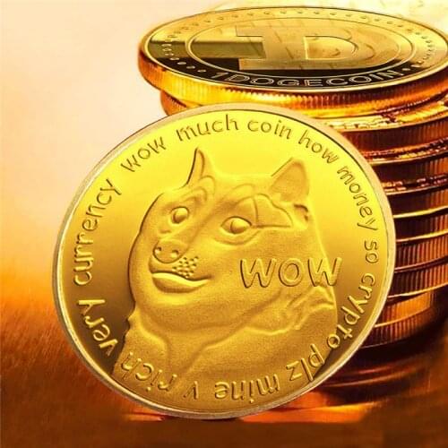 Commemorative Gold Silver Doge Coin Digital Currency Coins Cute Dog Pattern Dog Year Collection Coins Home Accessories Crafts