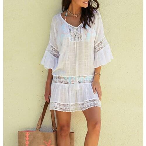 Beach Summer Dress 2021 Cover Up Swimsuit Crochet Beachwear Bathing Beach Dress Women Cool Hollow Out Dresses Vestidos De Verano