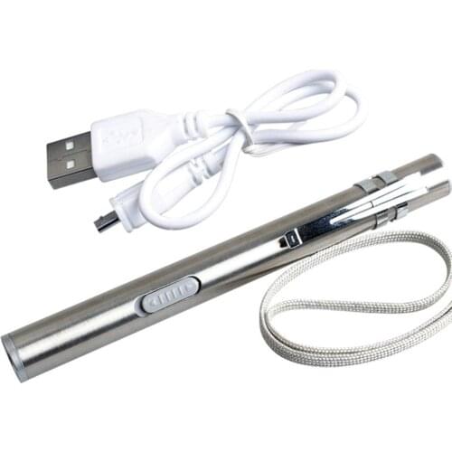 Portable USB Flashlight Rechargeable LED Flashlights Waterproof Mini Torch Keychain Lamp 12.9*1.2cm for Doctors Nurse