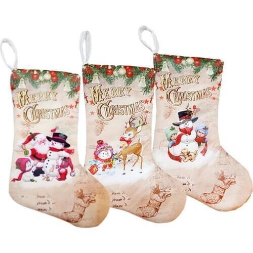 Christmas Stockings Pendant Christmas Pattern Print Party Home Decoration Supplies Gift Bags Cloth Ornaments Small Boots Pendant