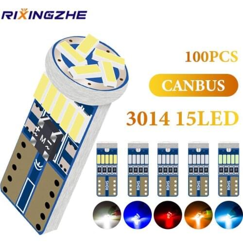 RXZ 100PCS Canbus W5W T10 LED Bulbs Car License plate Lamps 194 168 LED 3014 15SMD Car Reading Stop Light Clearance Bulb Lamps
