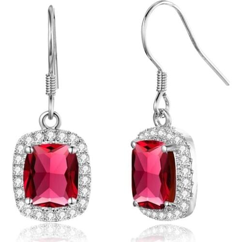 Szjinao Red Ruby Earrings 925 Sterling Silver For Women Gemstone Gewelry Boho Long Drop Earring Birthstone Mum Gifts Wholesale