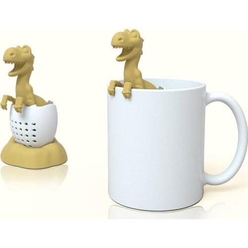 2 Color Reusable Silicone Tea Infuser Creative Dinosaur Shape Tea Bag Reusable Coffee Filter Diffuser Strainer Tea Accessories