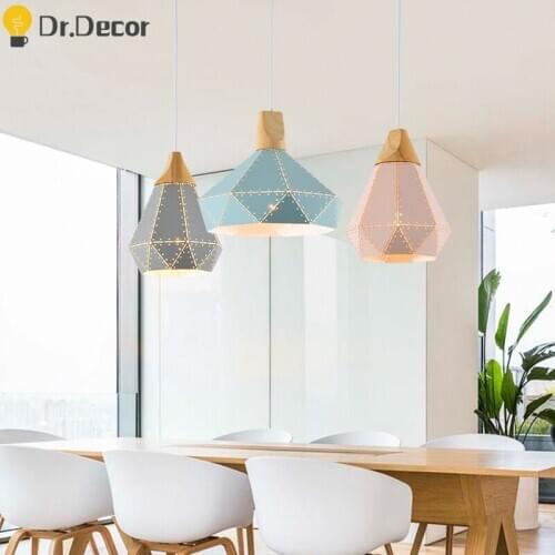 Modern Macaron LED Pendant Lights Lighting Nordic Iron Pendant Lamp Restaurant Kitchen Kits Children Room Home Deco Hanging Lamp