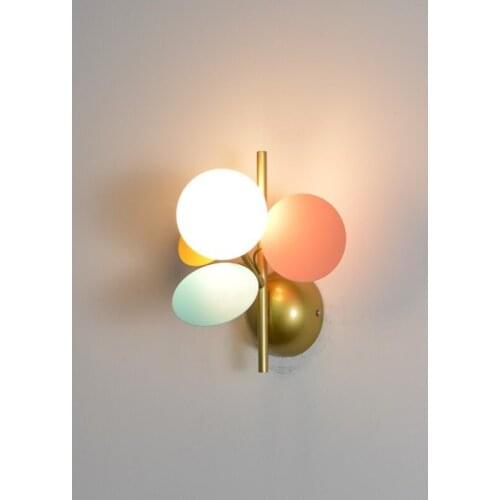 Modern Creative LED Colorful Macaron Glass Ball Wall Light Lighting for Corridor Entrance Bedroom Bedside Living Room Home Lamps