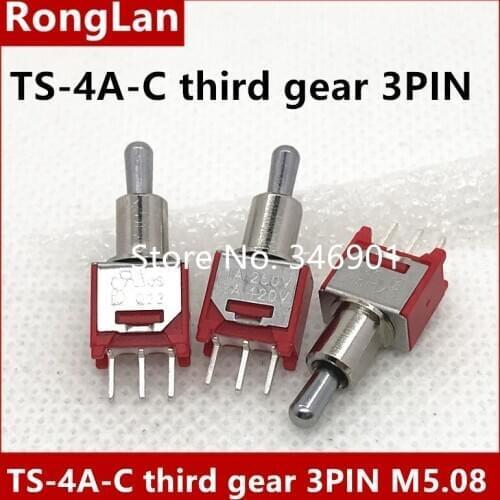 TS-4A-C 3PinS Brachypodium single tripod third gear ON-OFF-ON M5.08 small toggle switch Q22 Taiwan Deli Wei 2MS1--50pcs/lot