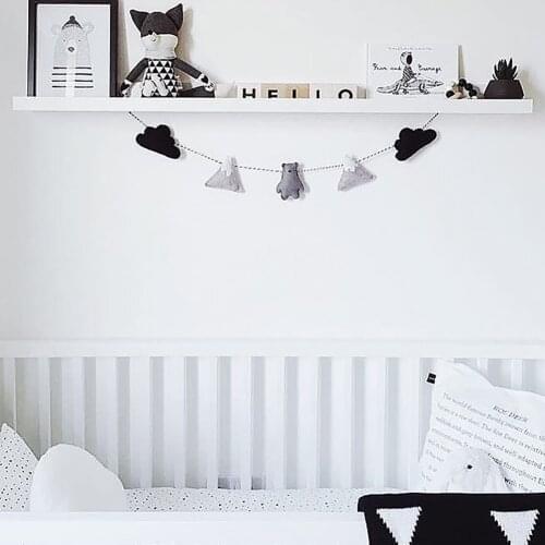 Fabric Art String Wool Felt Cloud Garland Wall Hanging Decoration Baby Kids Room Nursery Drop Ornament Nordic Style Home Decor